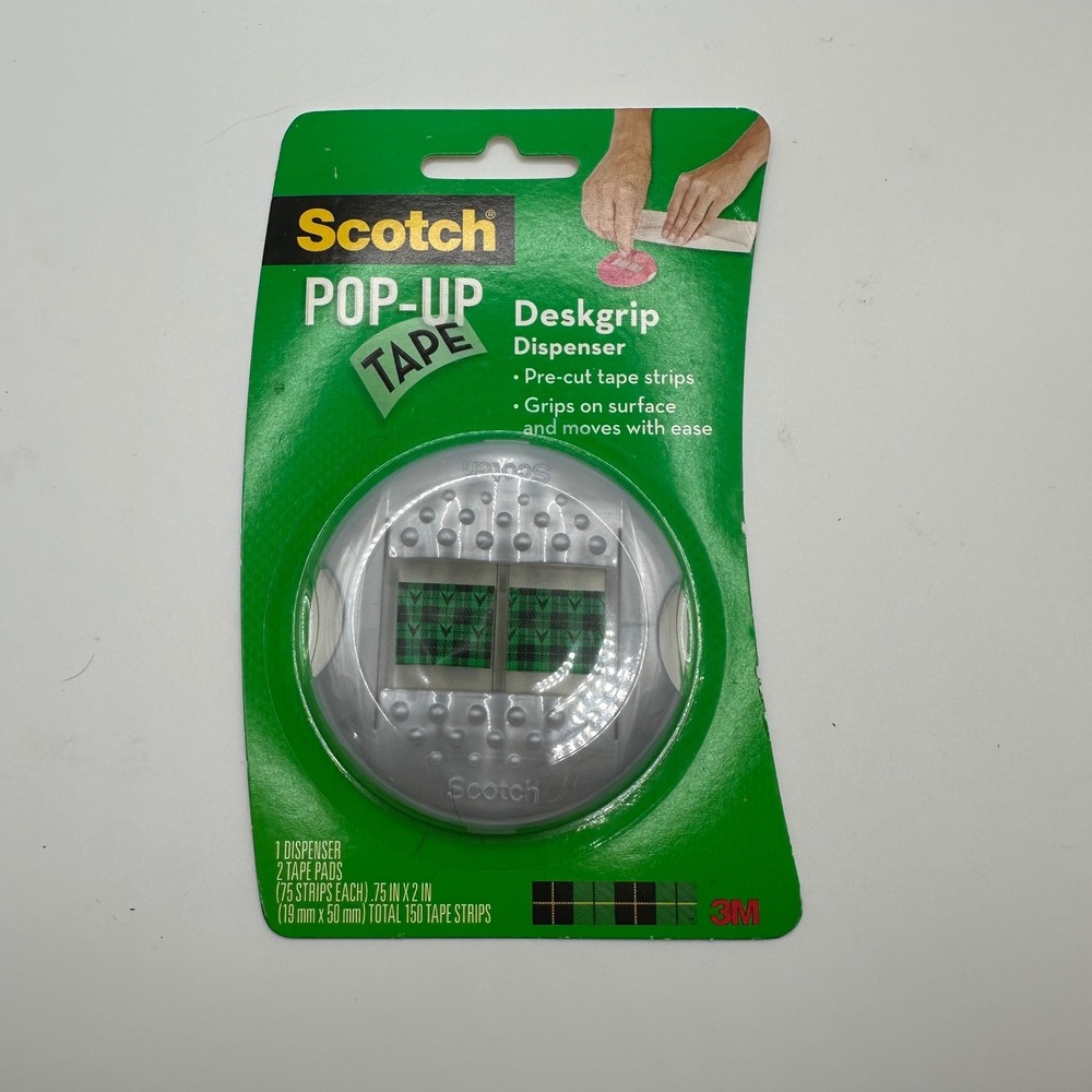 Scotch Pop Up Tape Desk‎ Dispenser Gray Includes 2 Tape Pads 150 Strips Total